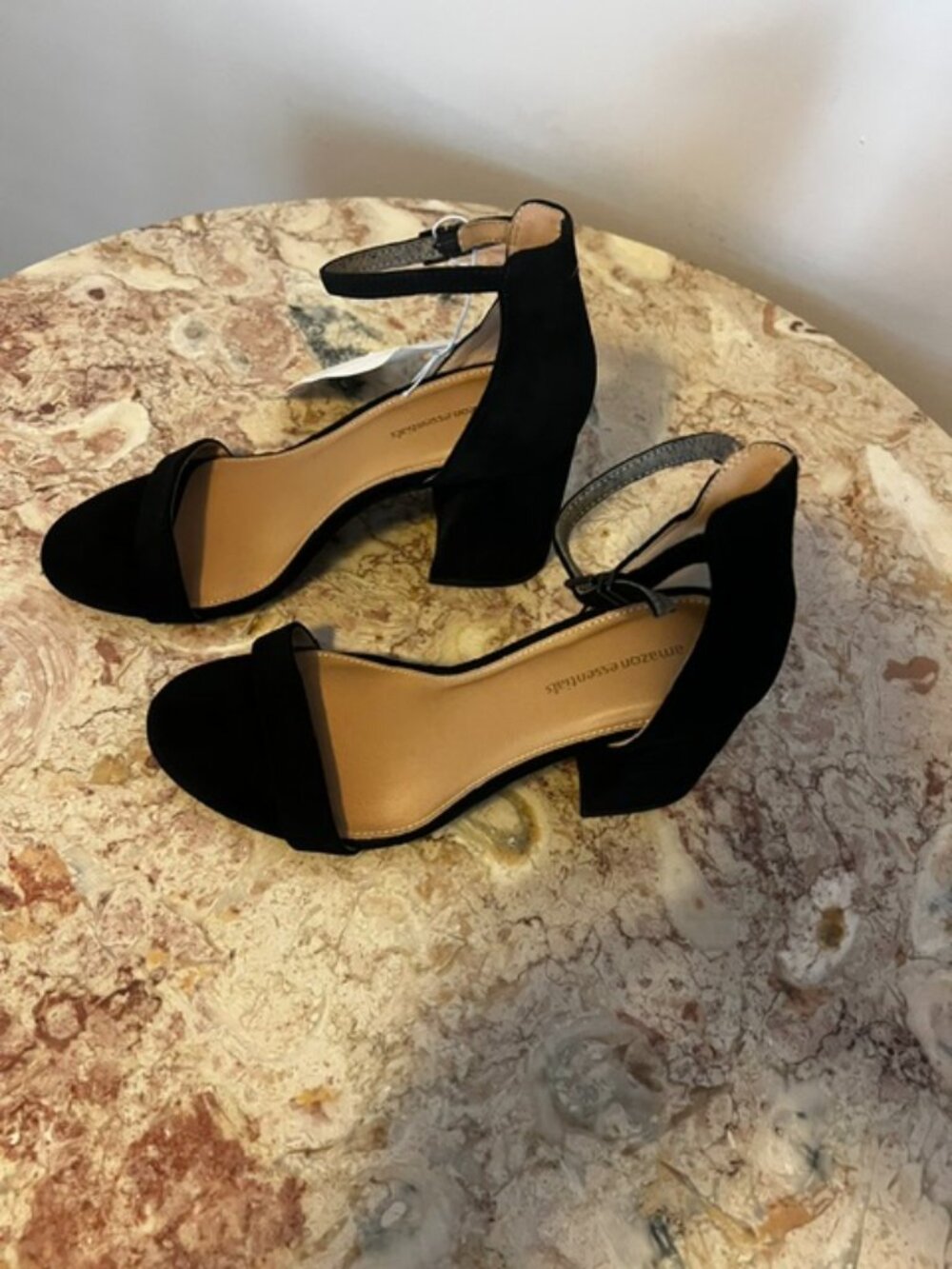 New w/tags Women's Open Toe Heel Sandal, Size 7.5, Black, 3" heel, ankle strap,